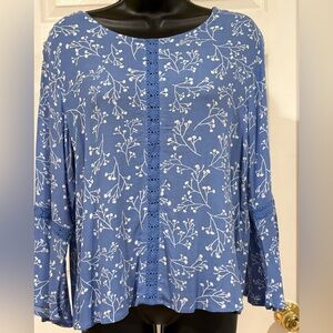 Pretty Blue Floral Women's Top S